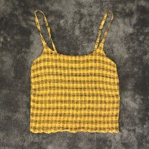Yellow plaid smocked tank top